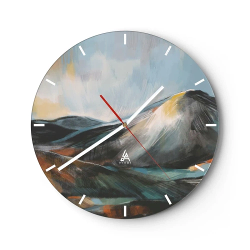 Wandklok - Klok - Een schilderachtig berglandschap in warme kleuren - 30x30cm - Ruw en prachtig - Moderne wanddecoratie voor woonkamer, keuken en slaapkamer ARTTOR