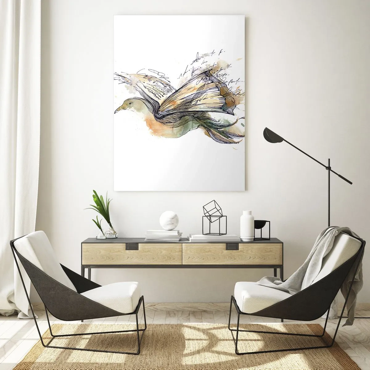 Schilderen op glas - Op de vleugels van poëzie - 70x100 cm