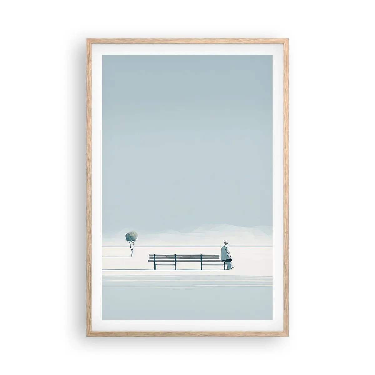 Een poster in een licht eiken lijst - Ja, ik wacht. - 61x91 cm