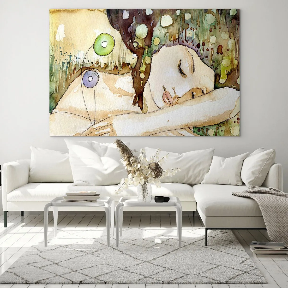 Schilderen op glas - Een smaragd-violette droom - 120x80 cm