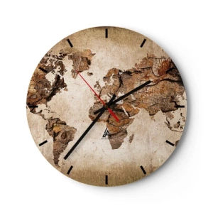 Wandklok - Klok - Wijzerplaat met wereldkaartmotief in rustieke stijl - 30x30cm - Ontdekking van de wereld - Moderne wanddecoratie voor woonkamer, keuken en slaapkamer ARTTOR