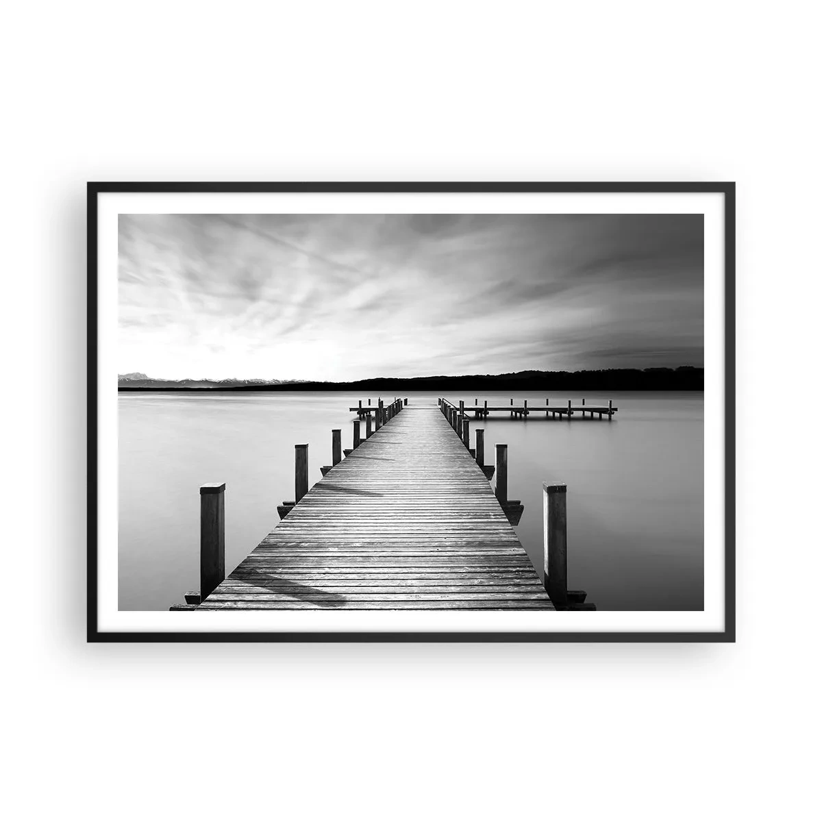 Poster in een zwarte lijst - Bij de waterput - vrede - 100x70 cm