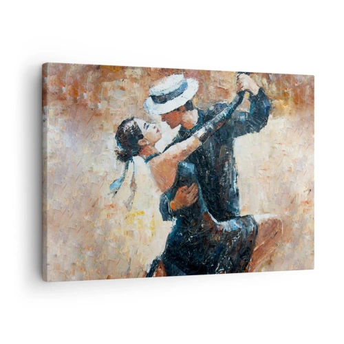 Schilderen op canvas - Een paar dat tango danst in een romantische, elegante stijl - 70x50cm - A la Rudolf Valentino - Moderne wanddecoratie voor woonkamer en slaapkamer ARTTOR