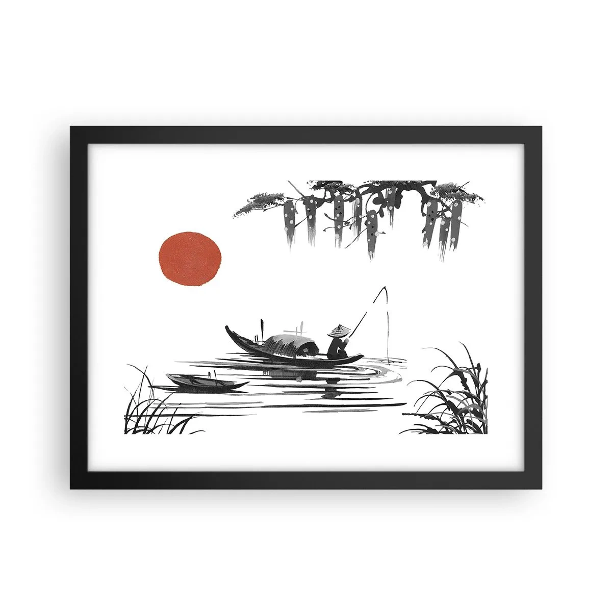 Poster in een zwarte lijst - Aziatische middag - 40x30 cm