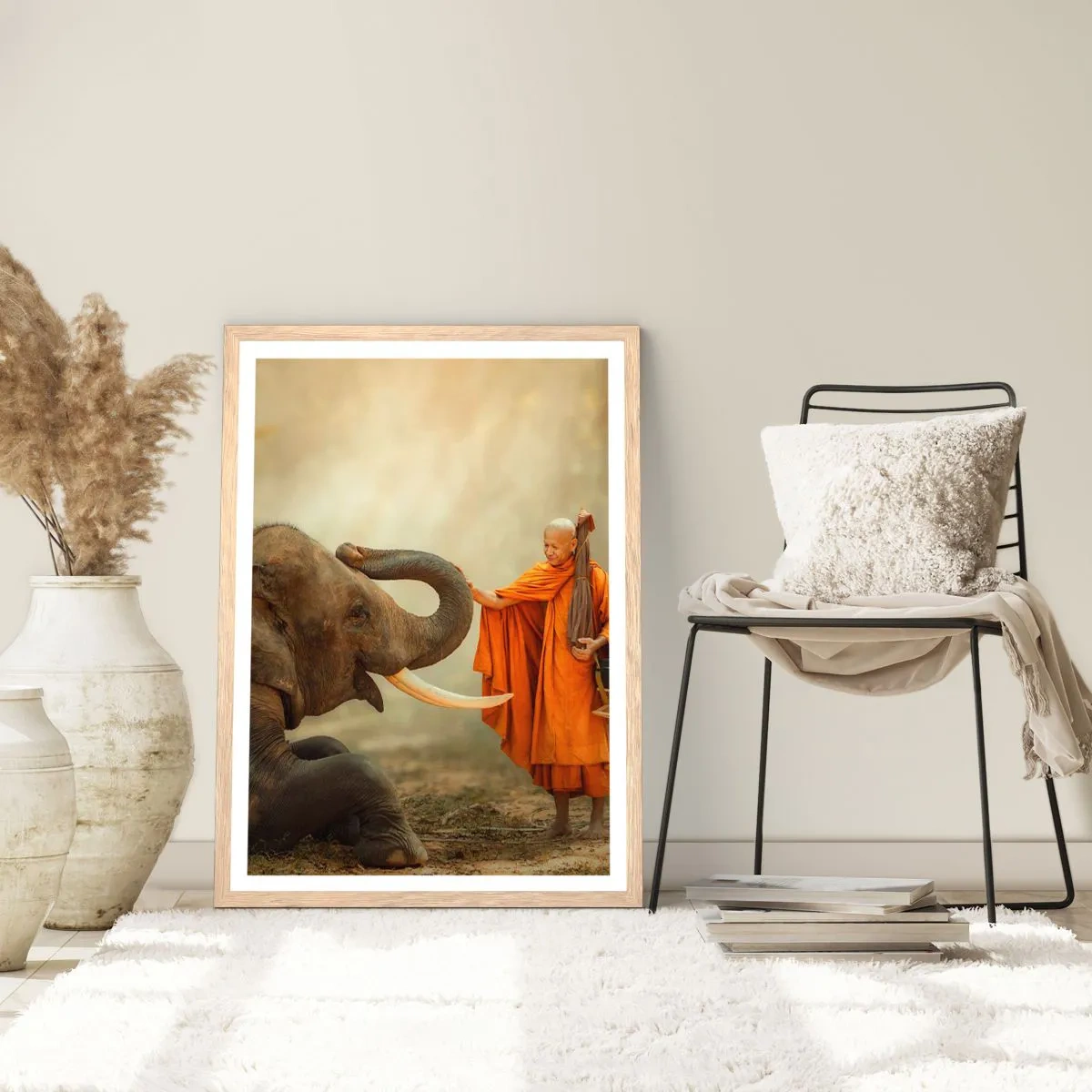 Een poster in een licht eiken lijst - Ontmoeting tijdens een reis - 40x50 cm
