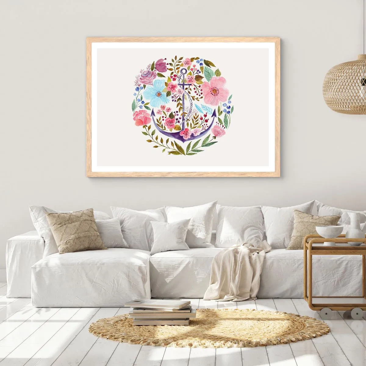 Een poster in een licht eiken lijst - Goede droom van zeeman - 100x70 cm