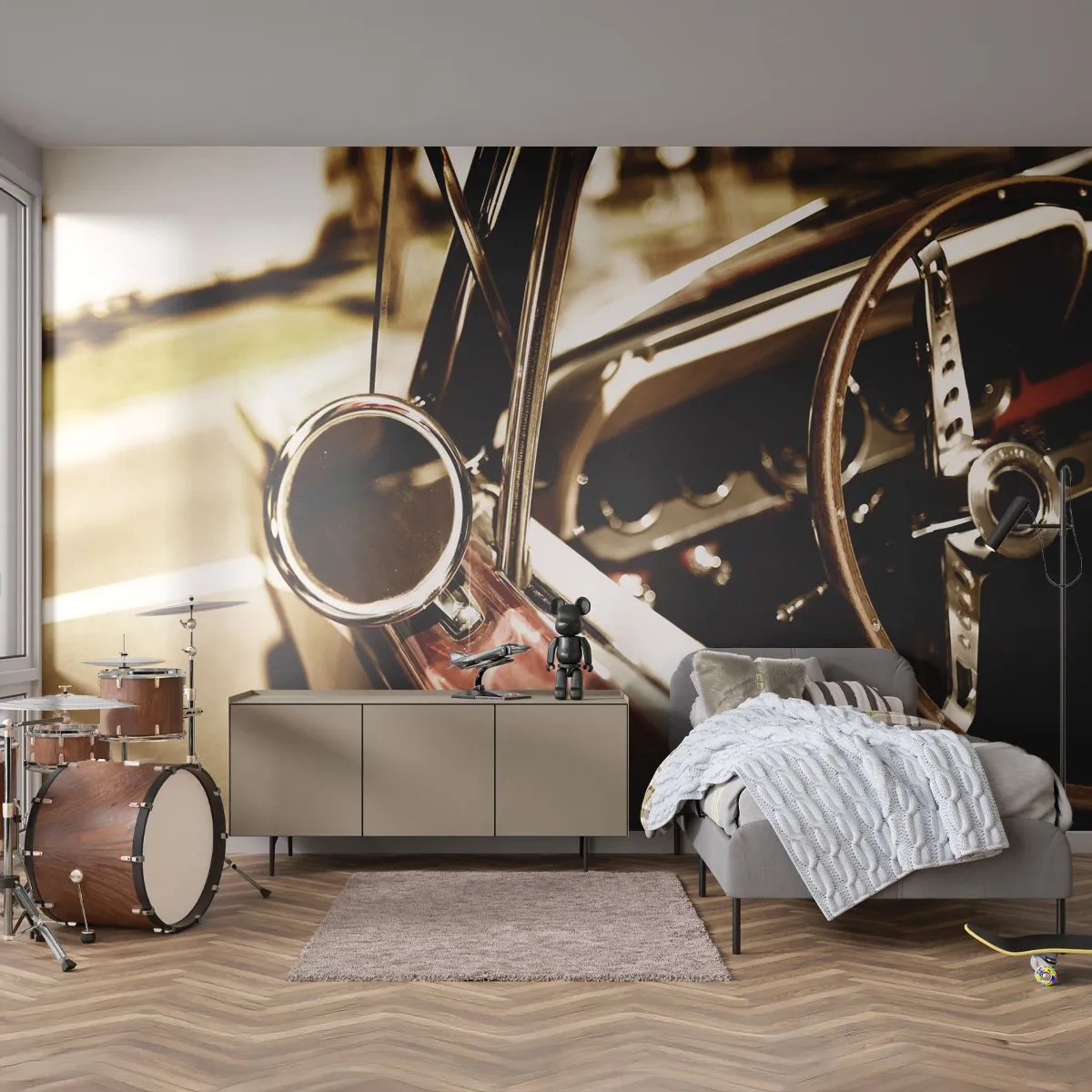 Fotobehang Premium Sand - Een auto met een ziel - Auto, Klassiek, Automobiel - 450x315 cm