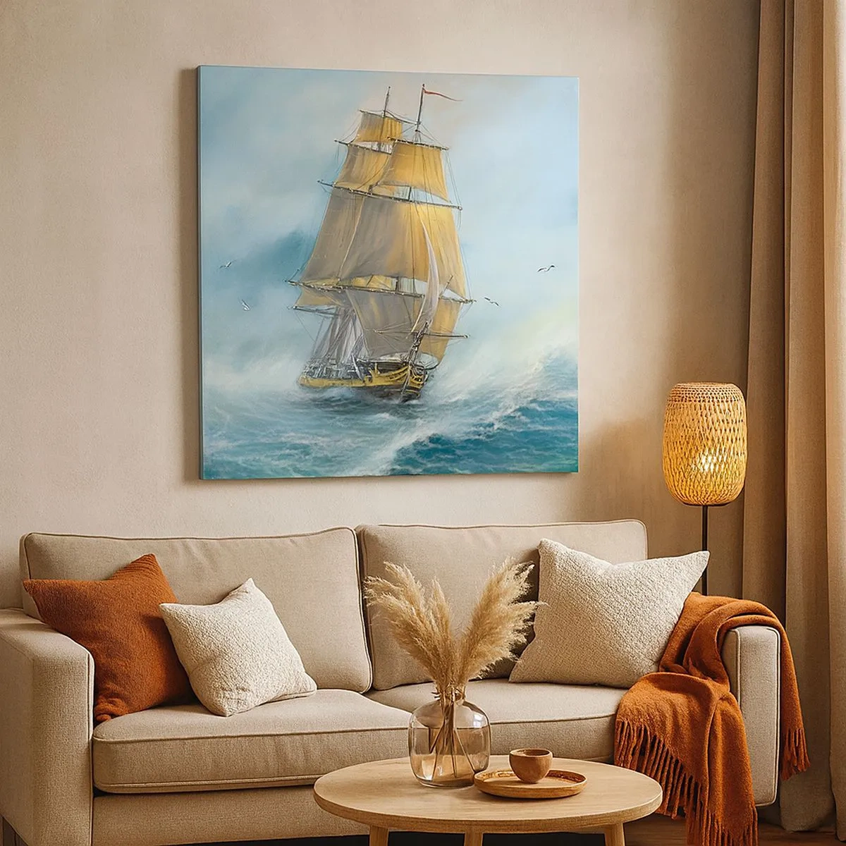 Schilderen op canvas - Haasten over de golven - 30x30 cm