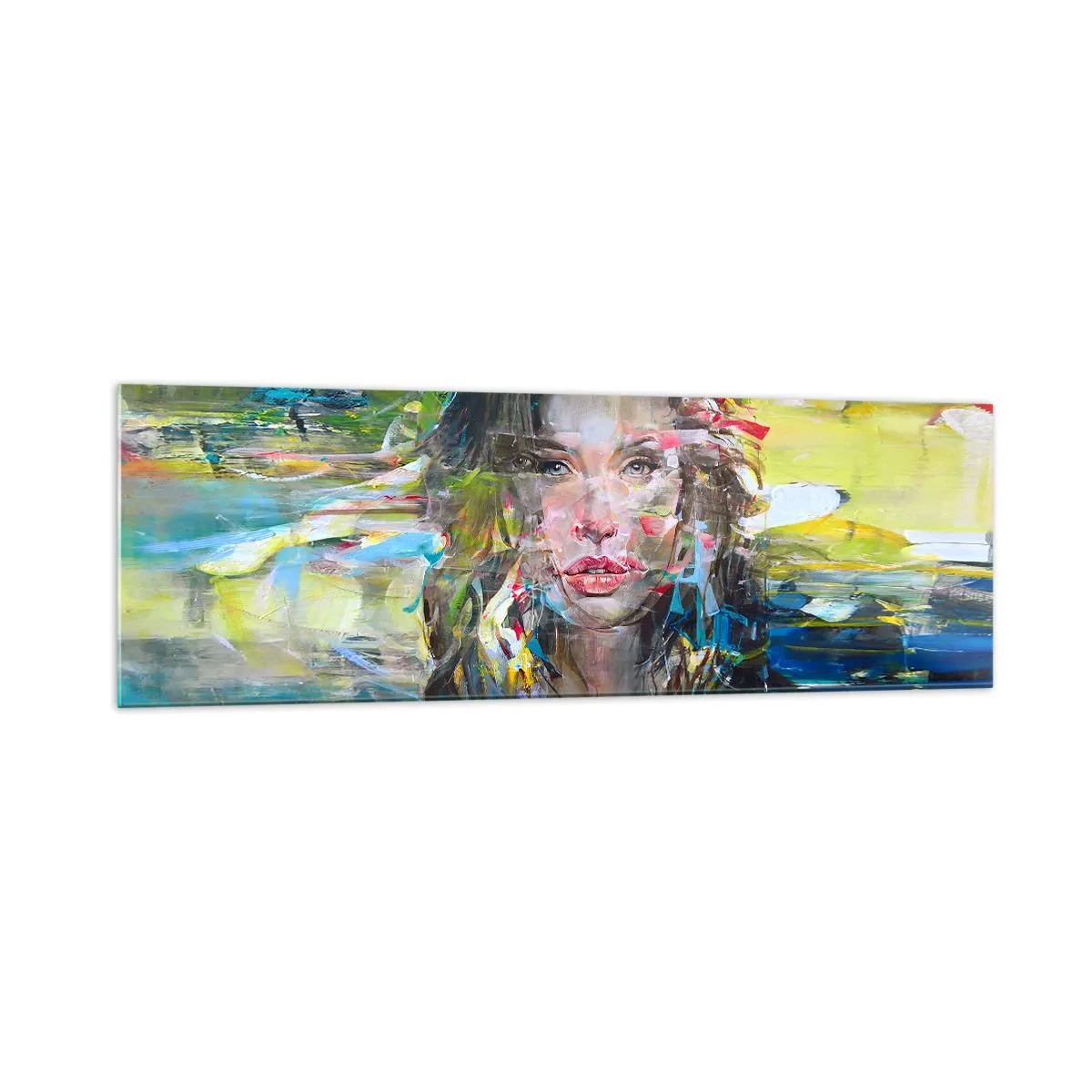 Schilderen op glas - Achter de lucht een gordijn - 160x50 cm