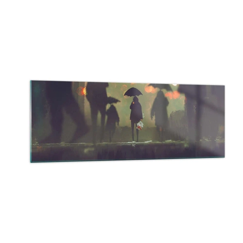 Schilderen op glas - Vanuit het perspectief van een regendruppel - 140x50 cm