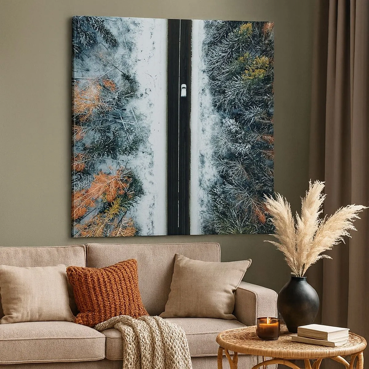 Schilderen op canvas - Snijd door het winterbos - 30x30 cm