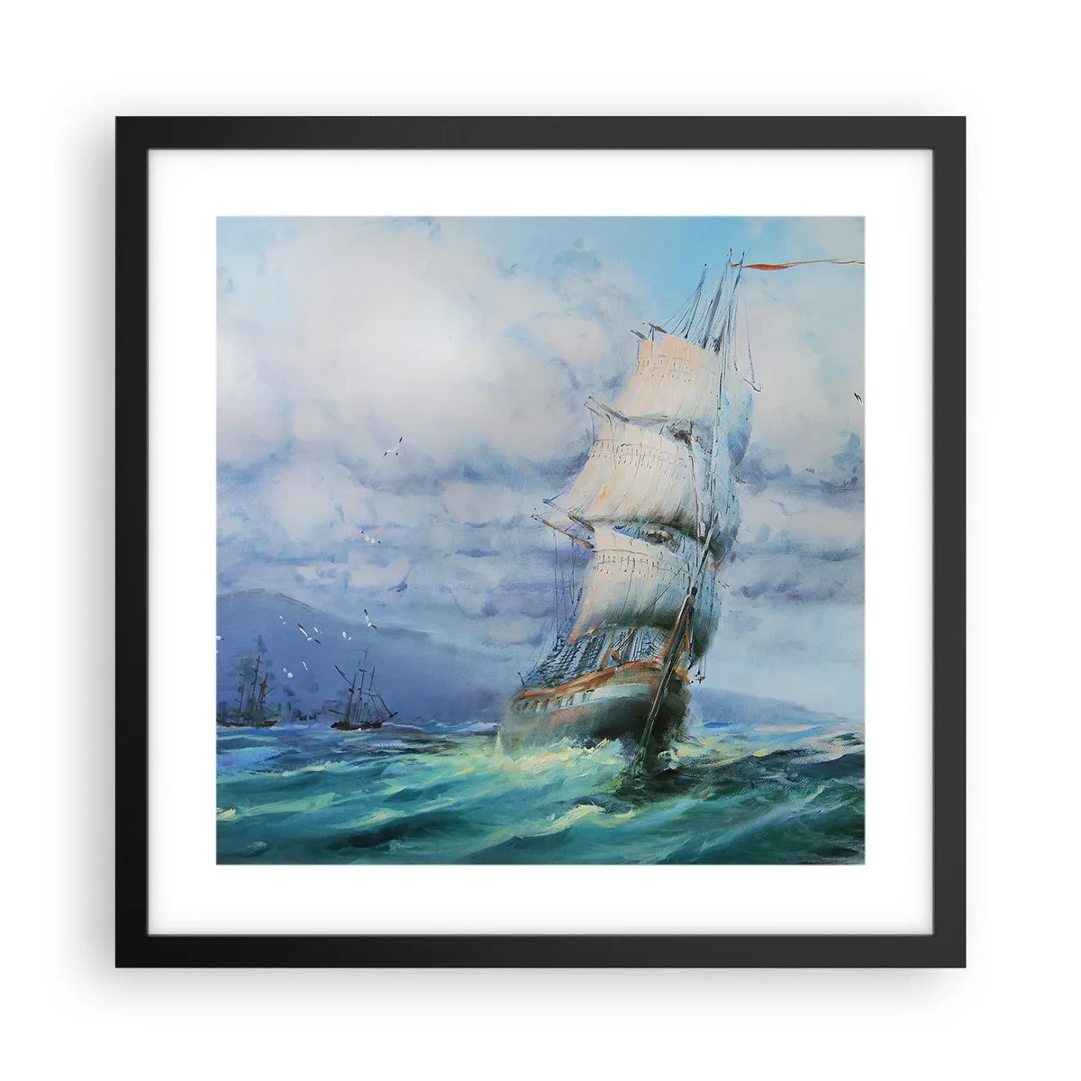 Poster in een zwarte lijst - Goede wind - 40x40 cm