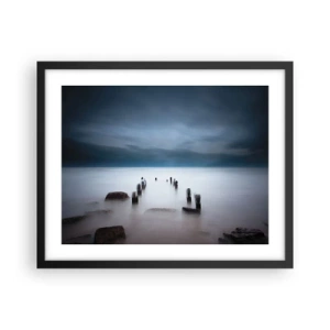 Poster in een zwarte lijst - Peinzend meer - 50x40 cm