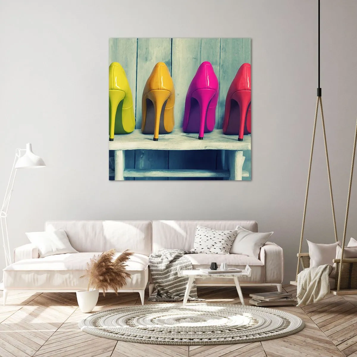 Schilderen op canvas - Loop op de regenboog - 70x70 cm