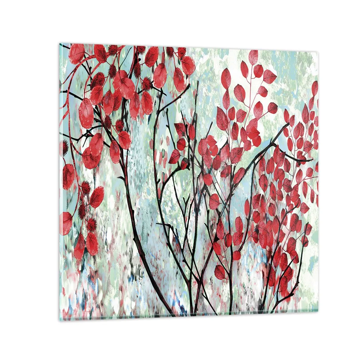 Schilderen op glas - Boom in scharlaken - 30x30 cm