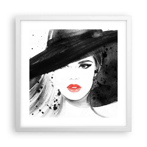 Poster in een witte lijst - Vrouw in het zwart - 40x40 cm
