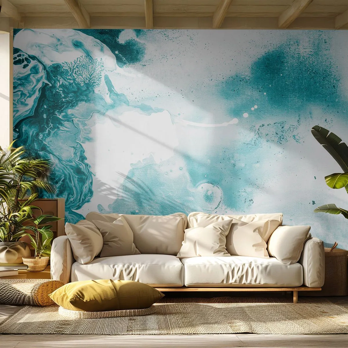 Fotobehang Premium Canvas - Moerast van blauw - Abstractie, Deel, Moderne kunst. - 500x350 cm