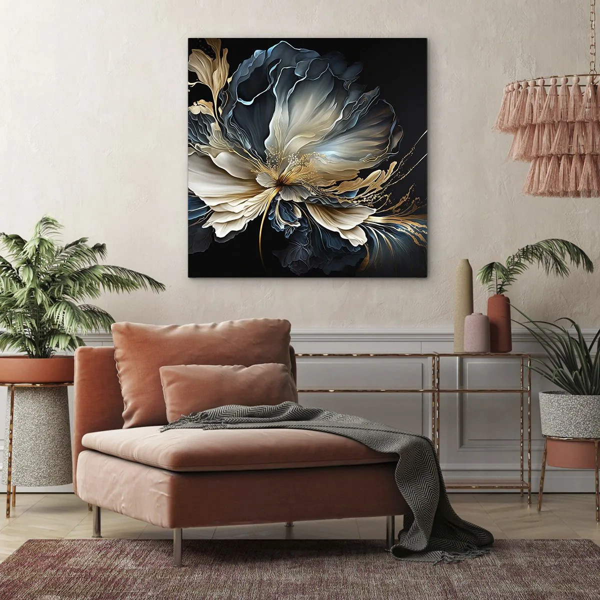 Schilderen op canvas - Sprookjesachtige varenbloem - 70x70 cm
