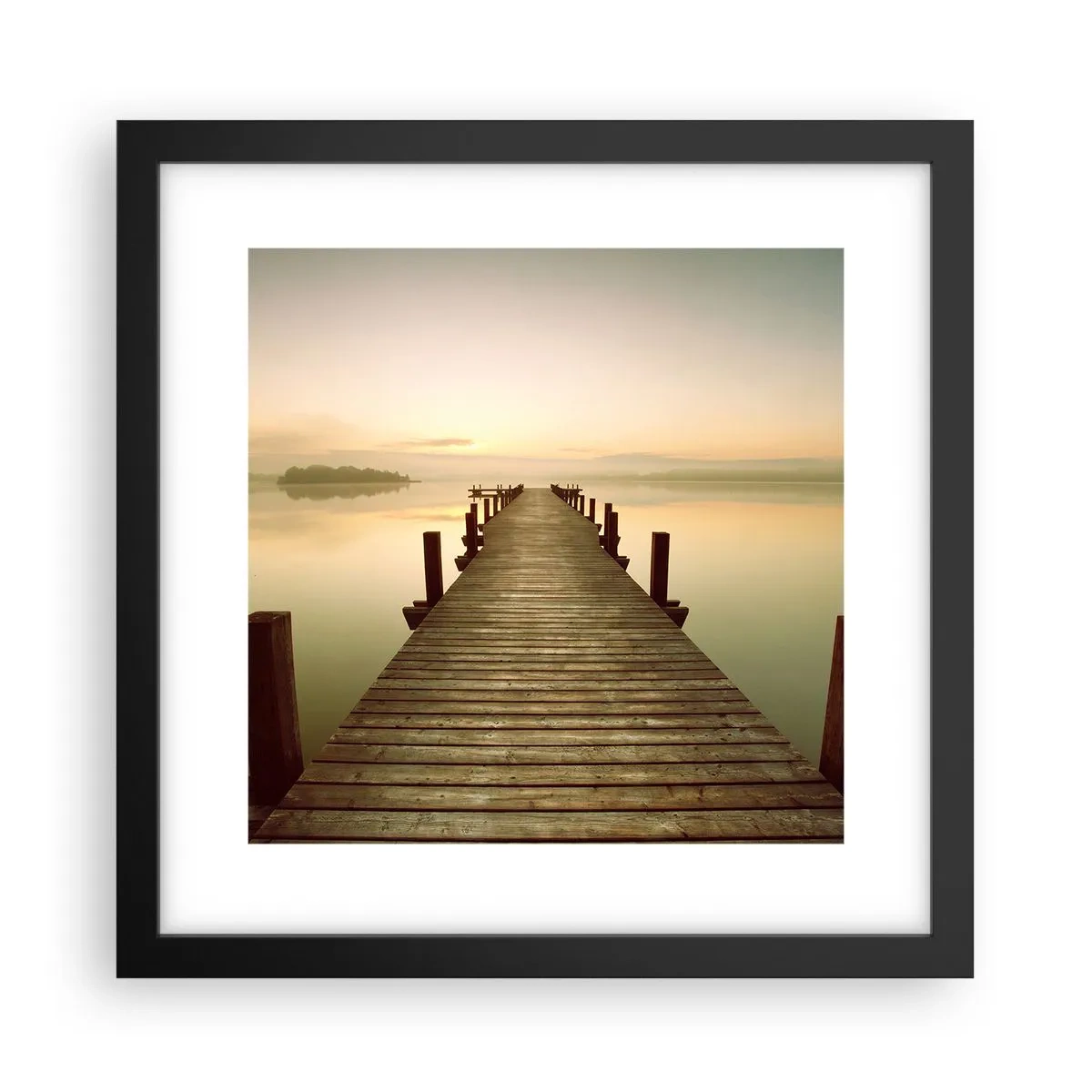 Poster in een zwarte lijst - Aanbreken van de dag, licht - 30x30 cm
