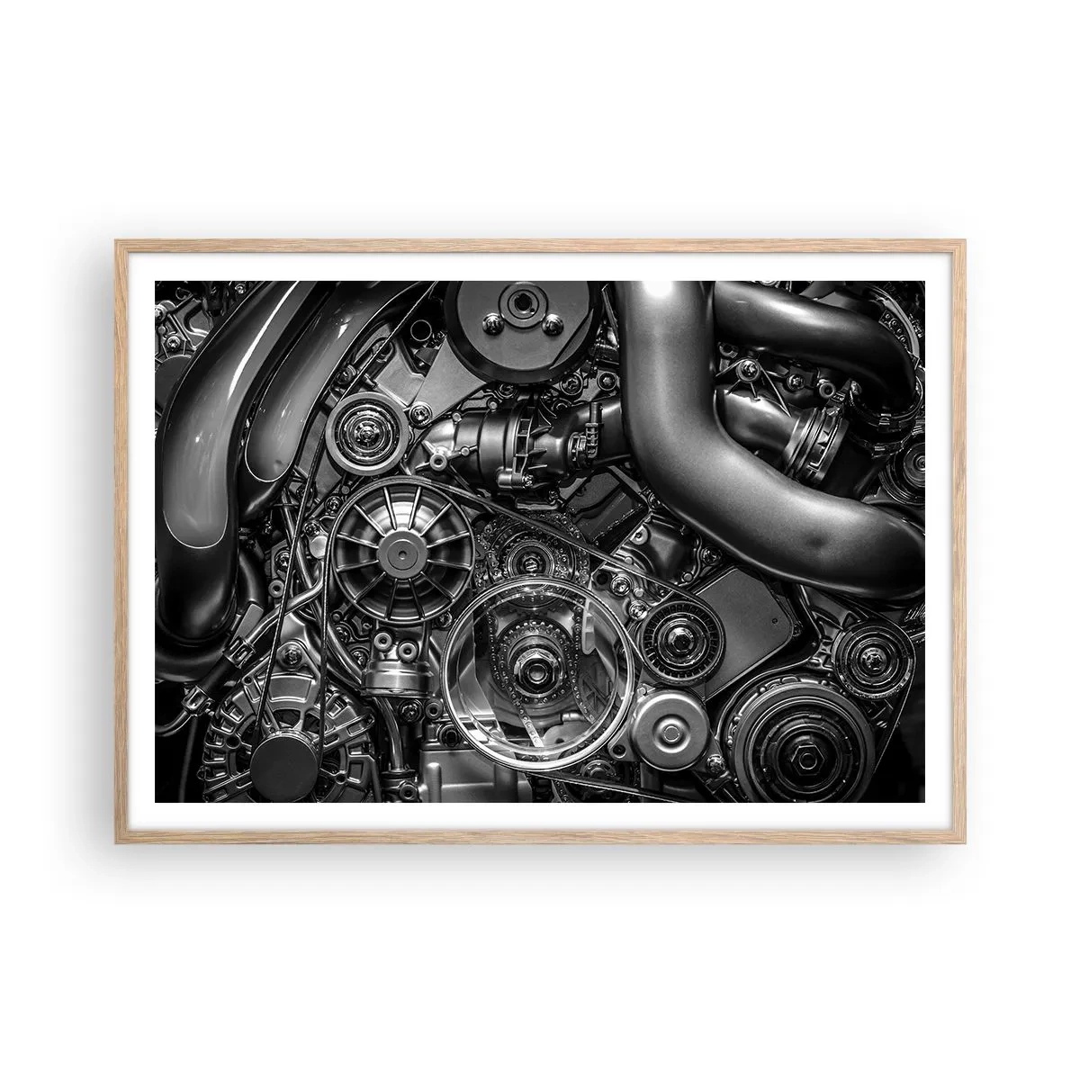 Een poster in een licht eiken lijst - De poëzie van mechanica - 100x70 cm