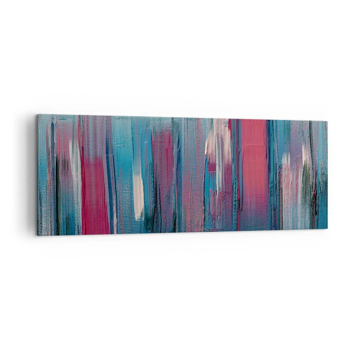 Schilderen op canvas - Verticale compositie in blauw en rood - 140x50 cm