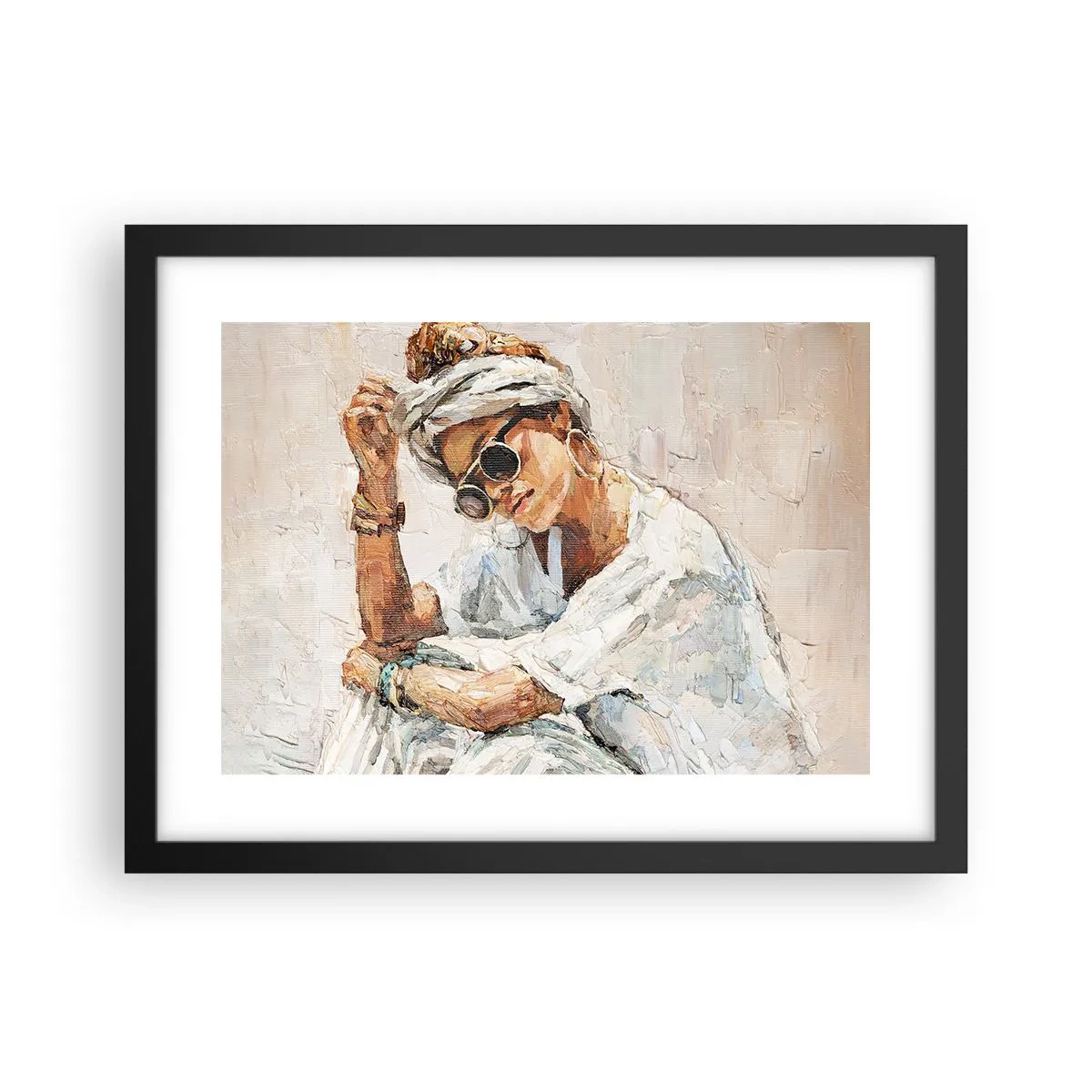 Poster in een zwarte lijst - Portret in de volle zon - 40x30 cm