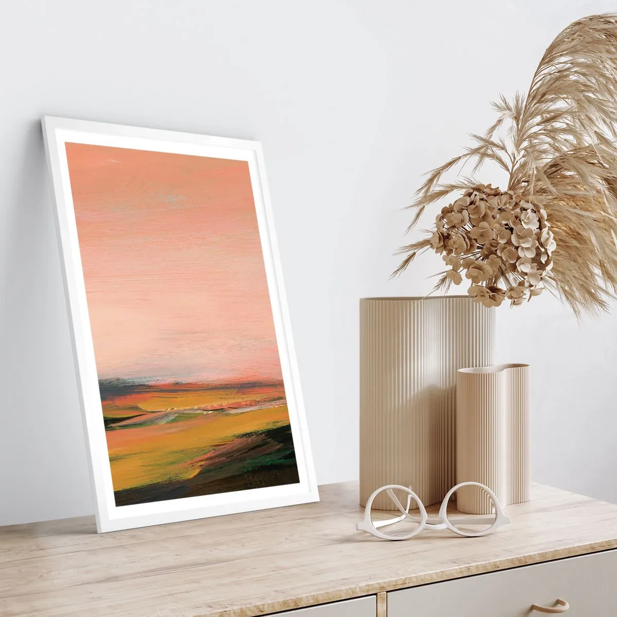 Poster in een witte lijst - In roze tinten - 61x91 cm