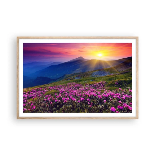 Een poster in een licht eiken lijst - … En eromheen ruikt het naar bergdennen en de geur van kruiden - 91x61 cm