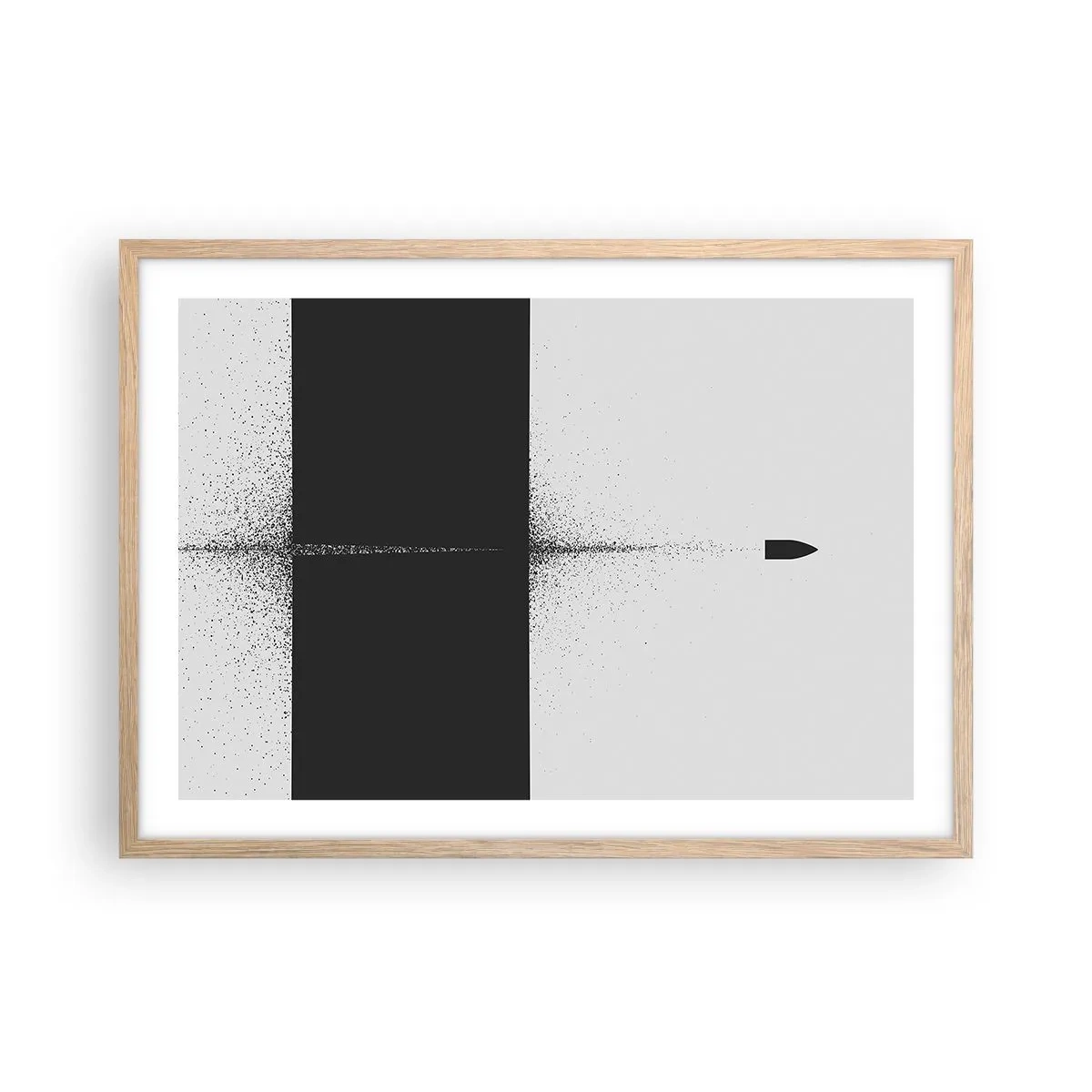 Een poster in een licht eiken lijst - Rechtstreeks naar het doel - 70x50 cm