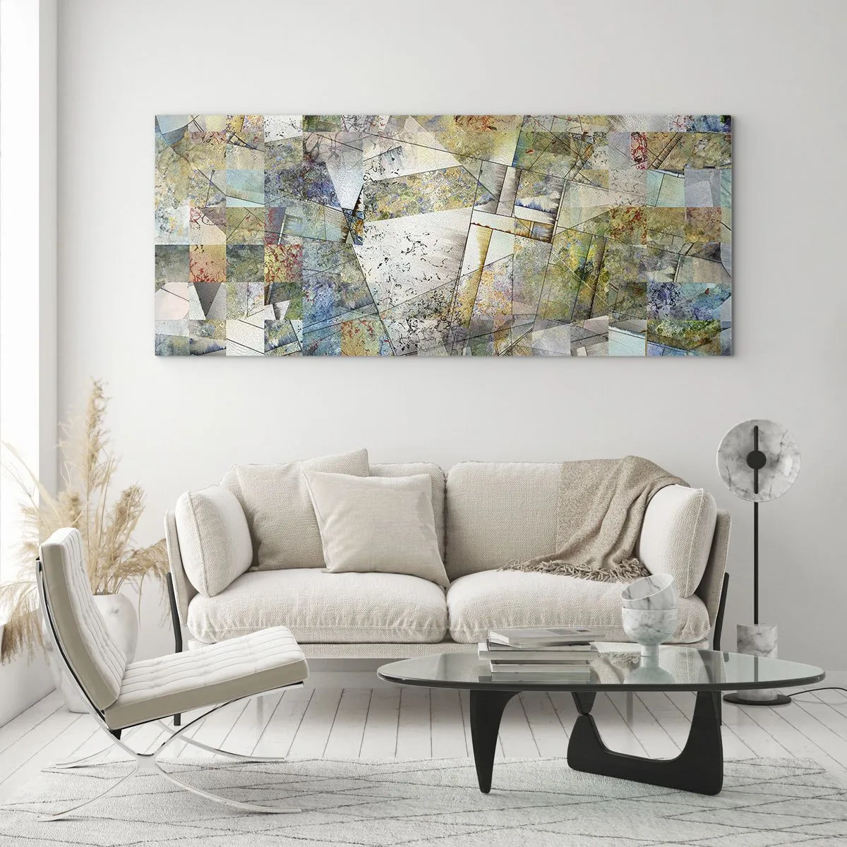 Schilderen op glas - Geometrische schuifeling - 100x40 cm