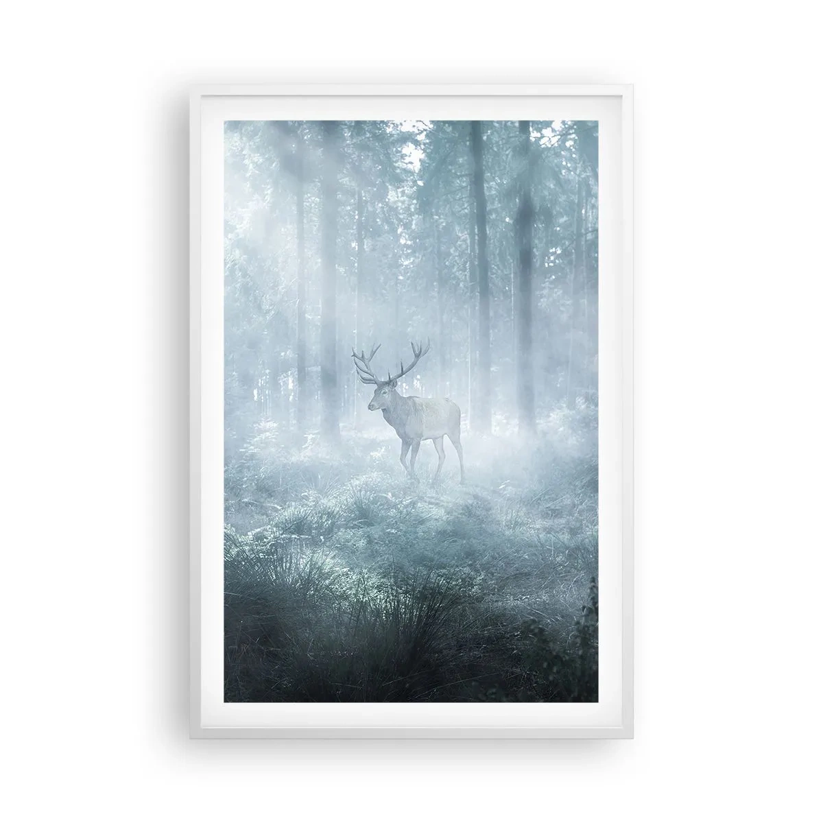 Poster in een witte lijst - Ochtendbezoek aan het landgoed - 61x91 cm