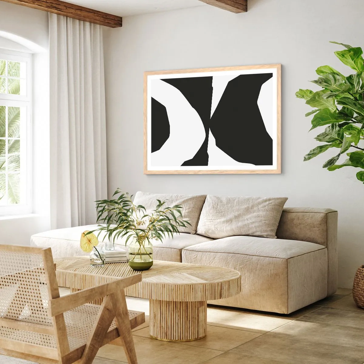 Een poster in een licht eiken lijst - Positief – negatief - 100x70 cm