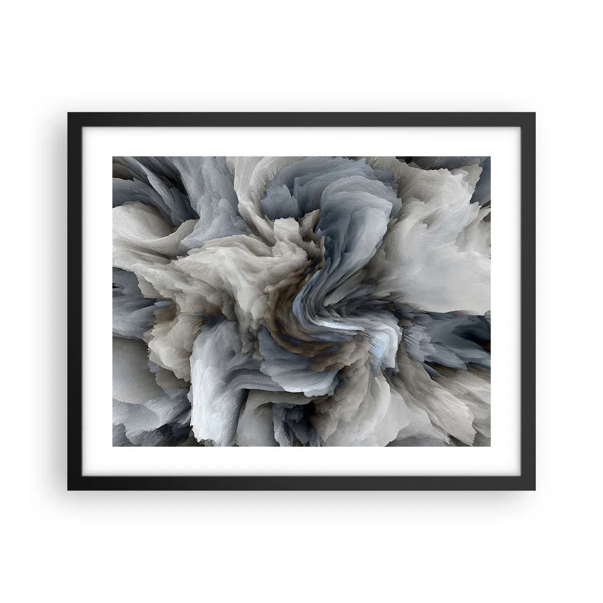 Poster in een zwarte lijst - Steen en bloem - 50x40 cm