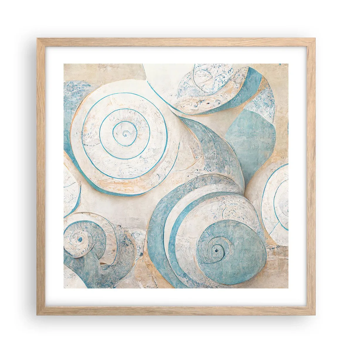 Een poster in een licht eiken lijst - Wat zit er in de schelp? - 50x50 cm