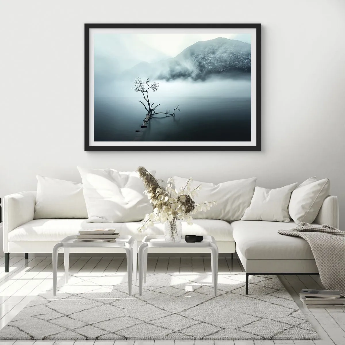 Poster in een zwarte lijst - Van water en mist - 70x50 cm