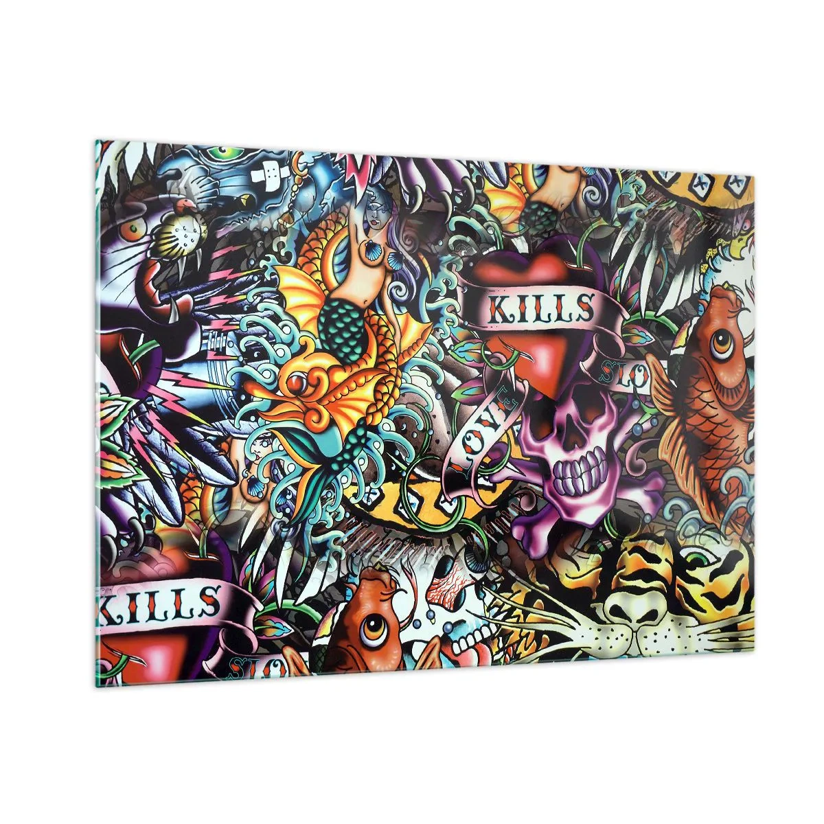 Schilderen op glas - De droom van de tatoeëerder - 100x70 cm