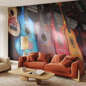 Fotobehang Premium Sand - Latijnse sfeer - Muziek, Gitaar, Een muziekinstrument - 400x280 cm