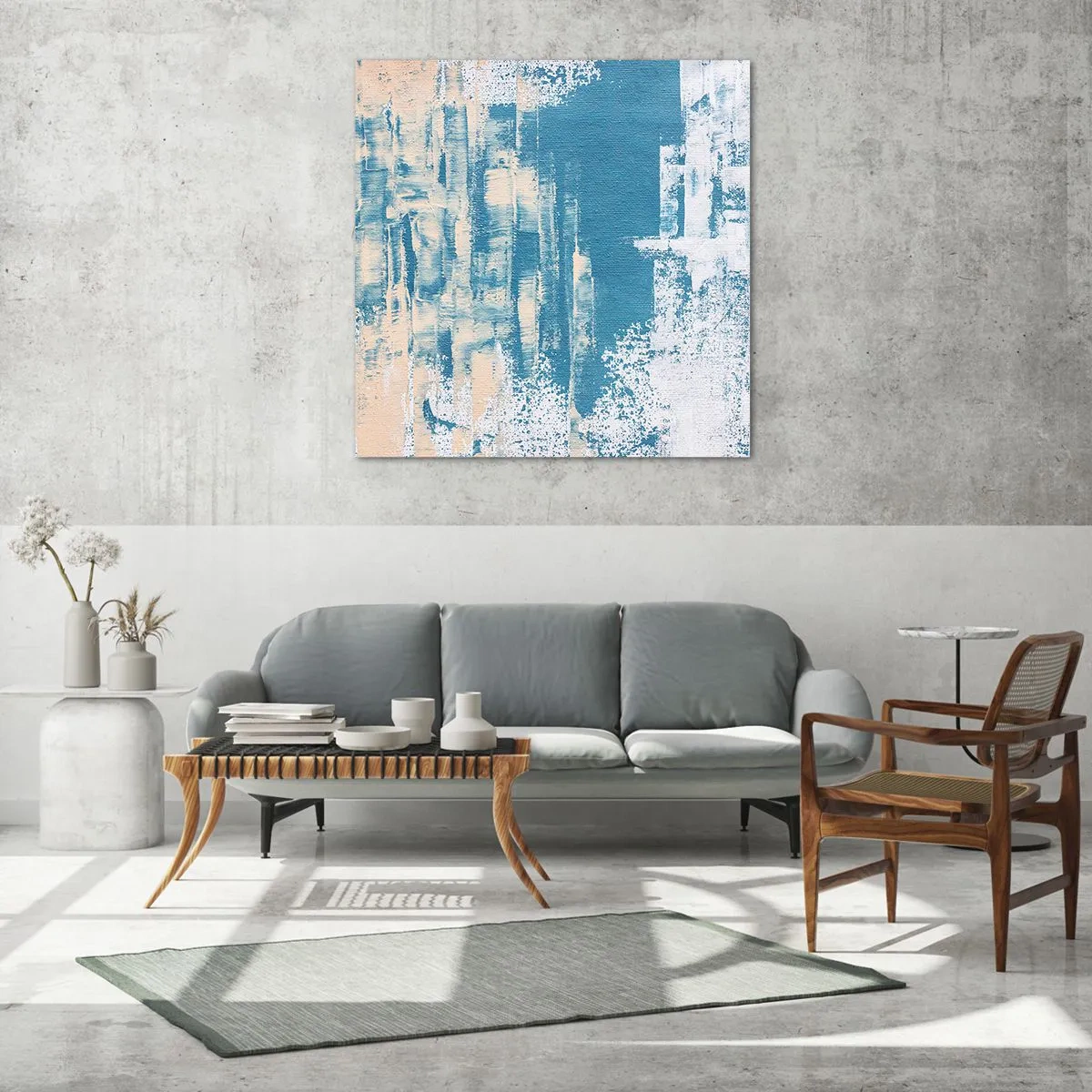 Schilderen op glas - Door een ijspegel - 70x70 cm