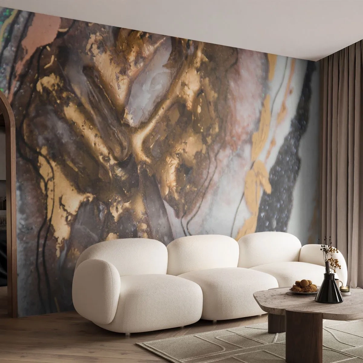 Fotobehang Premium Canvas - Het element aarde - Abstractie, Grafisch, Deel - 200x140 cm