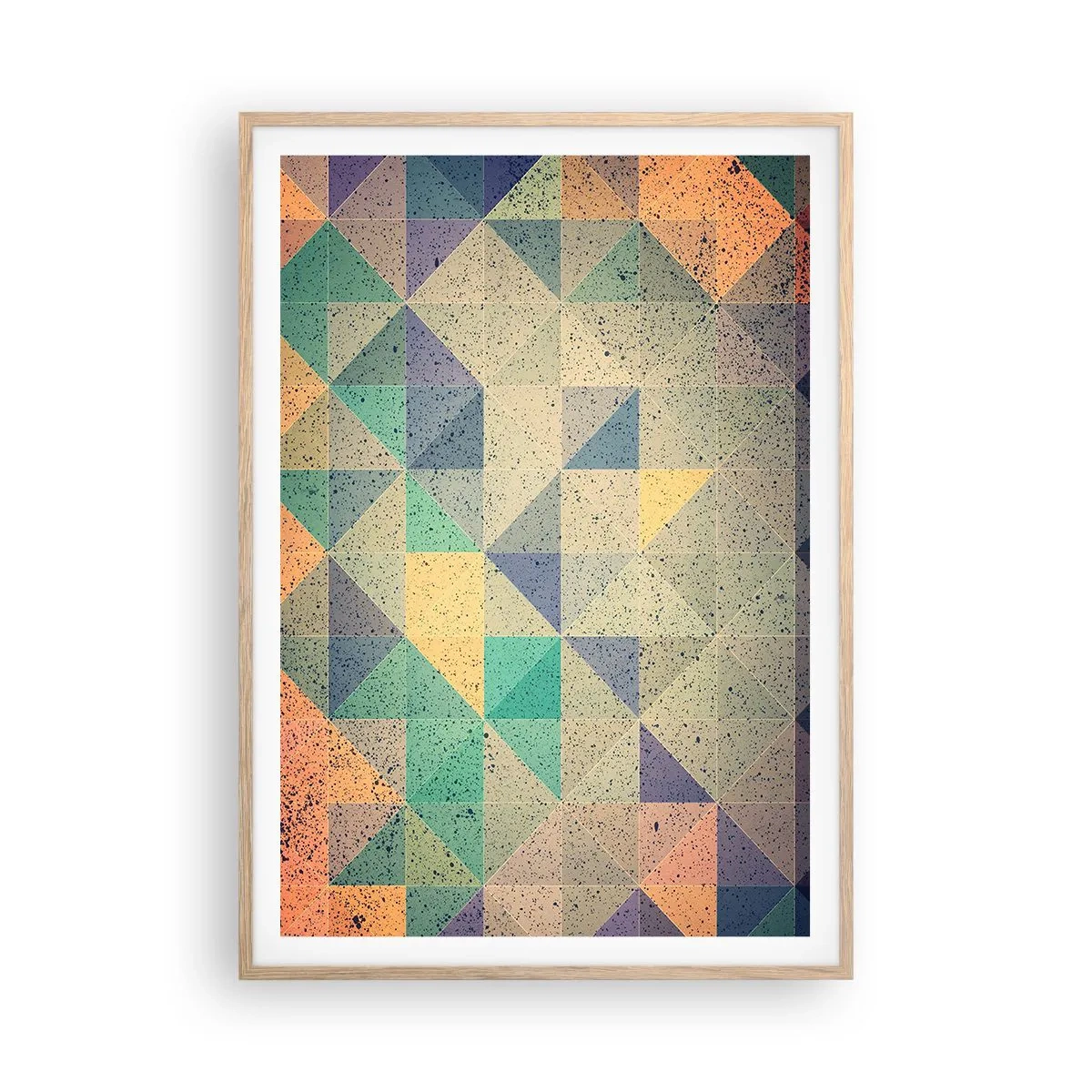 Een poster in een licht eiken lijst - Republiek van driehoeken - 70x100 cm