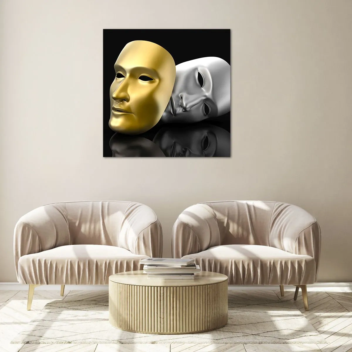 Schilderen op glas - Het leven is theater - 60x60 cm