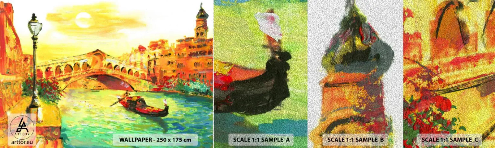 Fotobehang Monster Premium Sand - Een pelgrimstocht van geliefden - Venetië, Stad, Architectuur - 100x30 cm