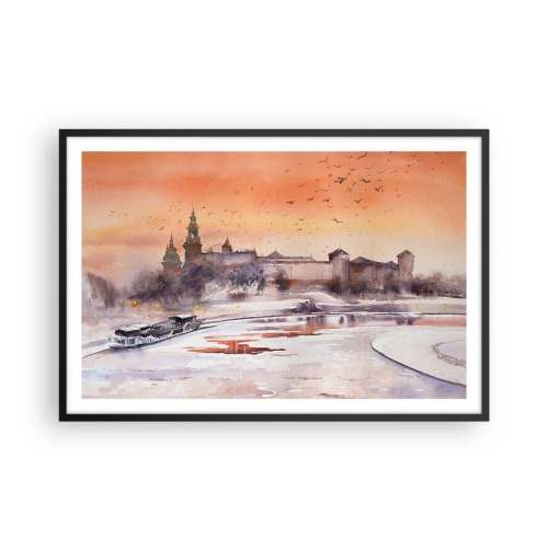 Poster in een zwarte lijst - Koninklijke zonsondergang - 91x61 cm