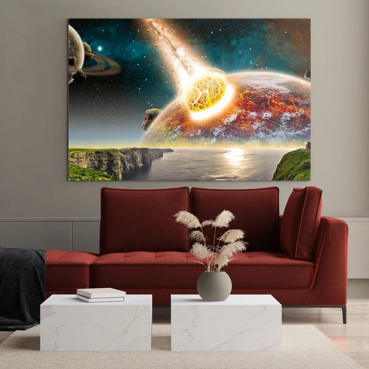 Schilderen op glas - Kosmisch drama - 120x80 cm
