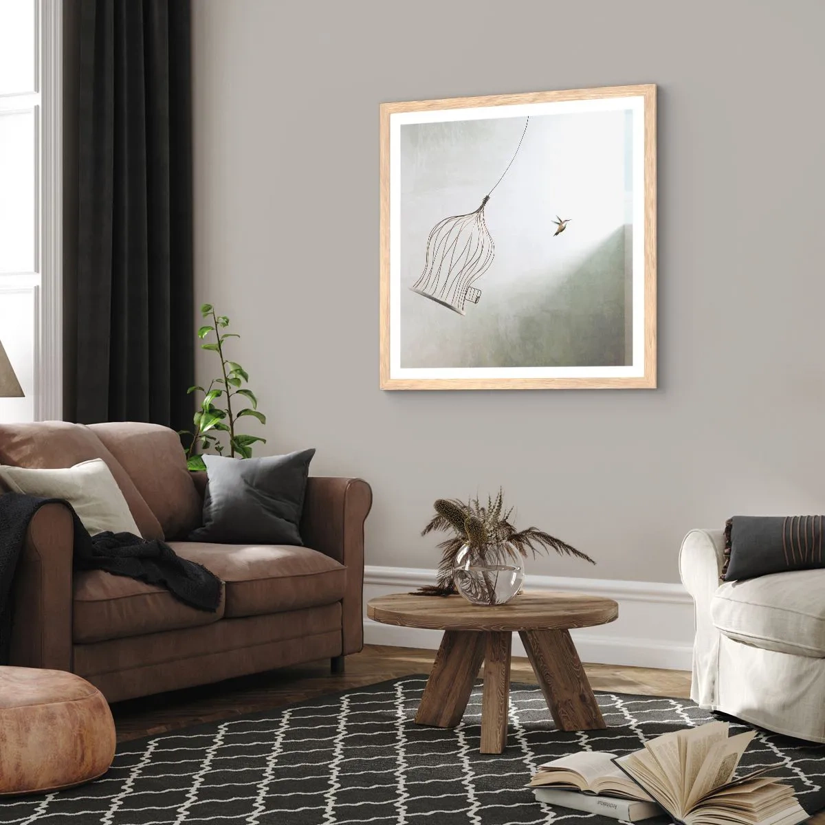 Een poster in een licht eiken lijst - In je element - 30x30 cm