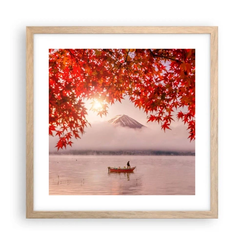 Een poster in een licht eiken lijst - In het Japanse klimaat - 40x40 cm