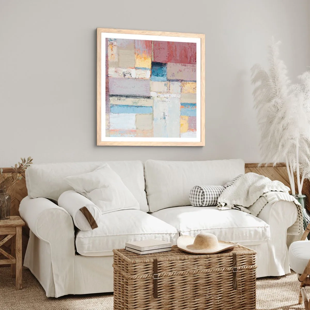Een poster in een licht eiken lijst - De rust van geometrie - 60x60 cm