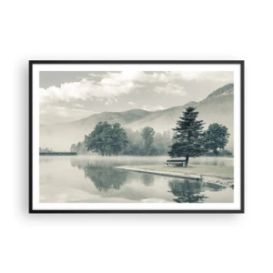Poster in een zwarte lijst - Het meer slaapt nog - 100x70 cm