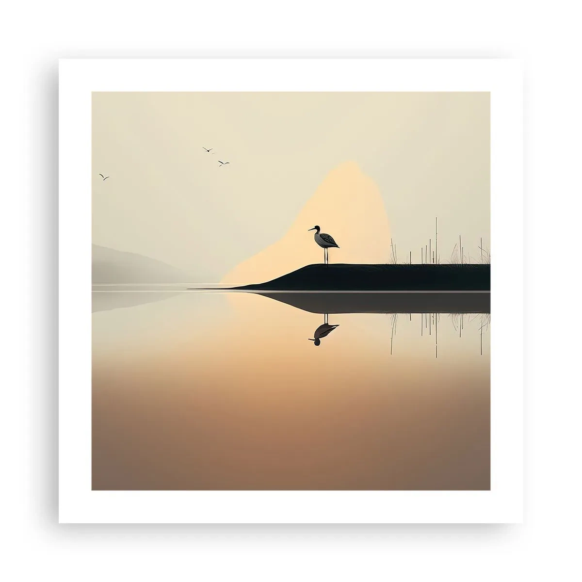 Poster - Heer op het meer - 50x50 cm