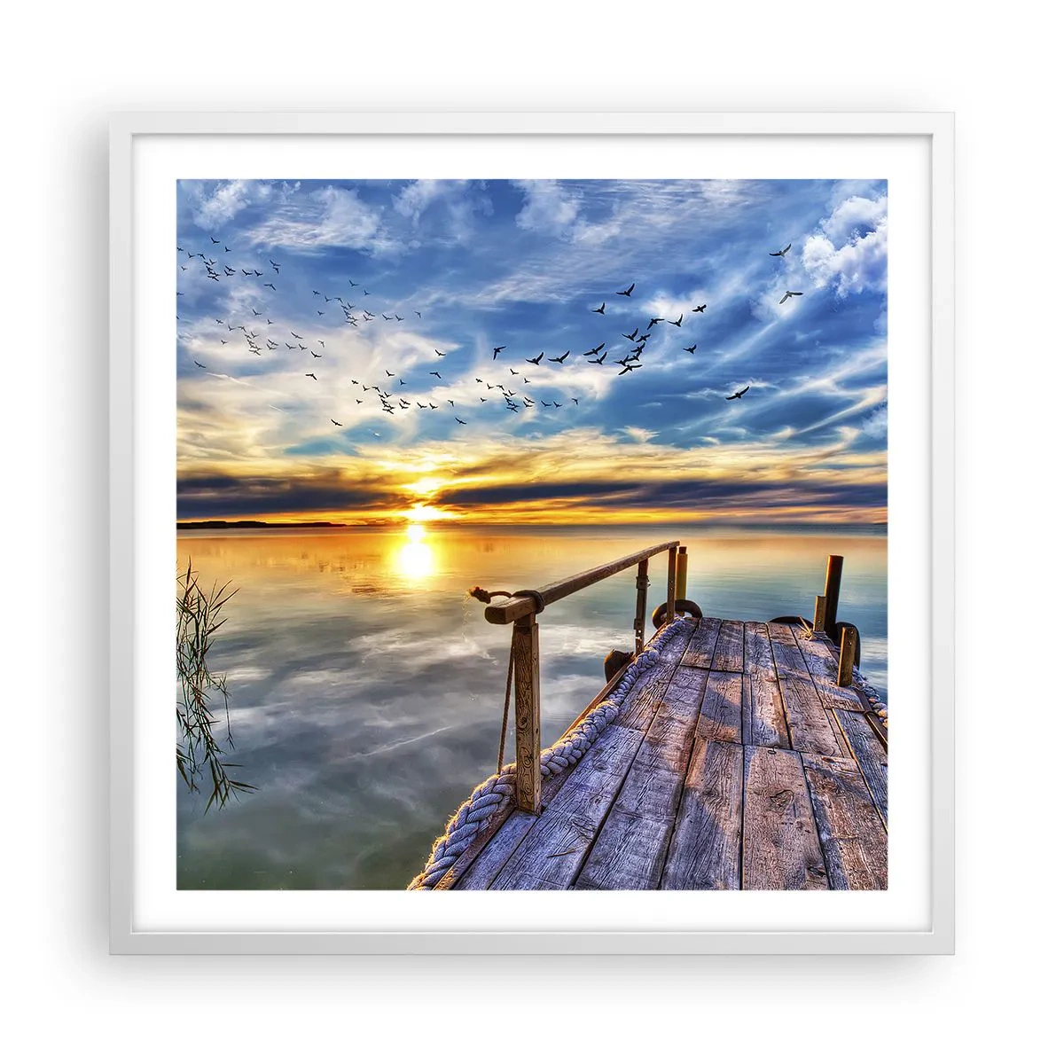 Poster in een witte lijst - De wind gaat rusten - 60x60 cm